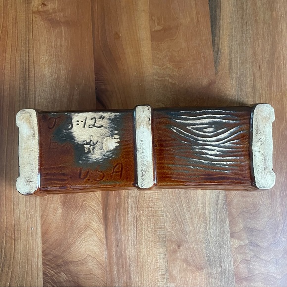 Vintage Large Rare 12" Brush McCoy Two Tone Brown Drip Square Planter J3-12 - Picture 7 of 9